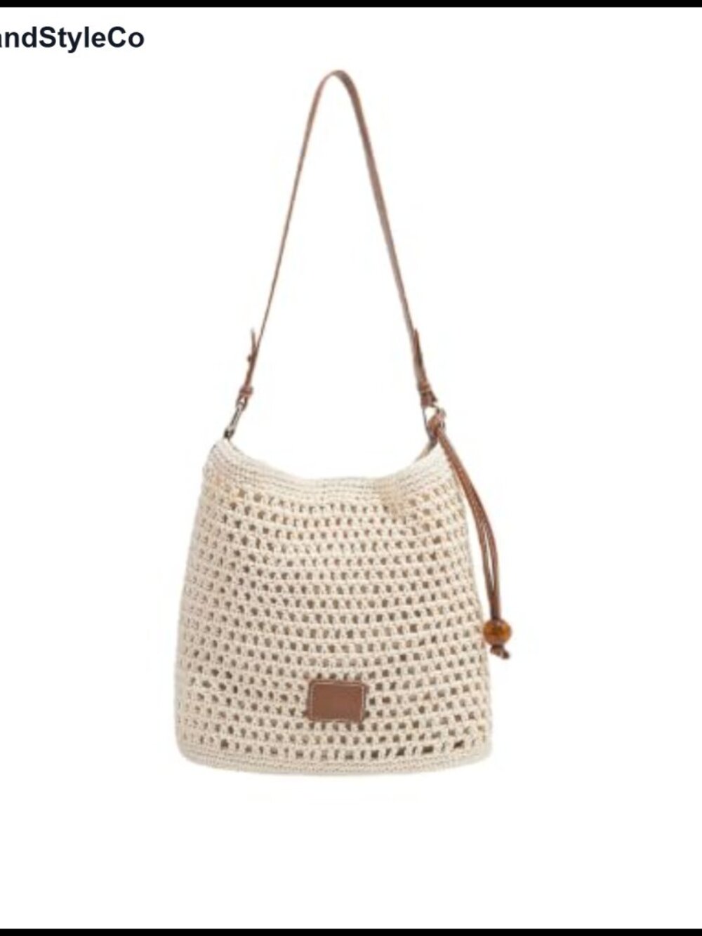 Handwoven Cotton Crochet Shoulder Bag Boho Summer Beach Purse with Zipper Pocket